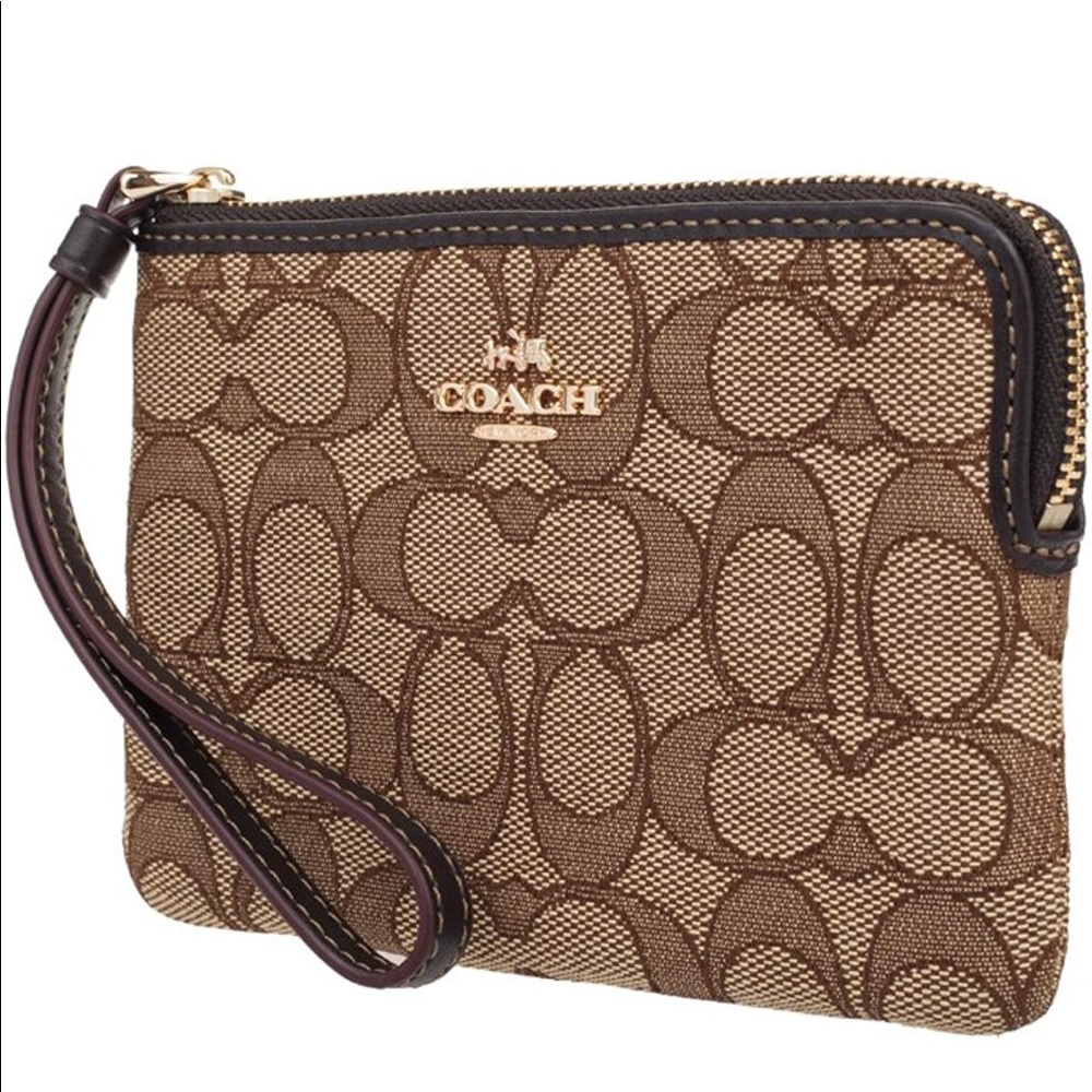 🌹NWT Coach Signature Khaki/Brown Wristlet
